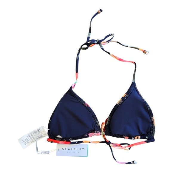 Seafolly Summer Memoirs Dark Blue Bikini Top NWT - Picture 5 of 7